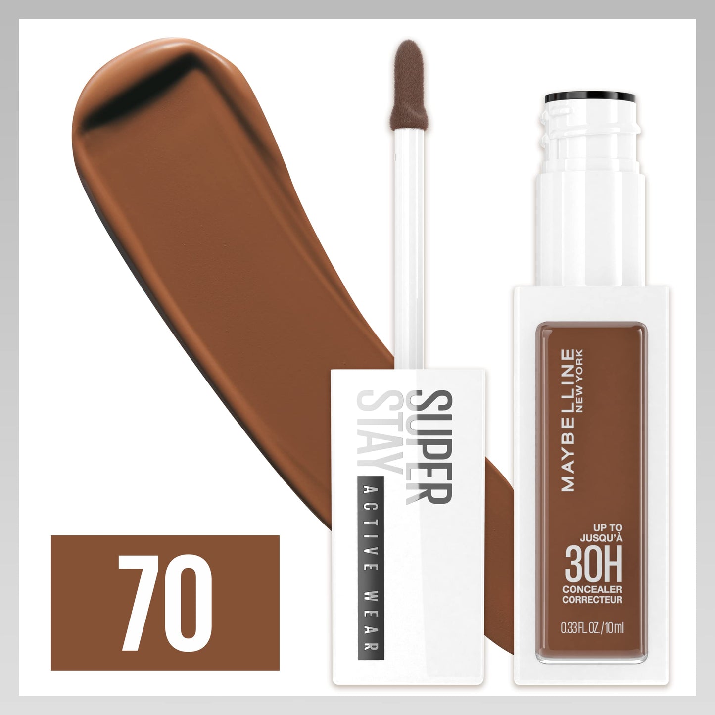 Maybelline Super Stay Liquid Concealer Makeup, Full Coverage Concealer, Up to 30 Hour Wear, Transfer Resistant, Natural Matte Finish, Oil-free, Available in 16 Shades, 70, 1 Count