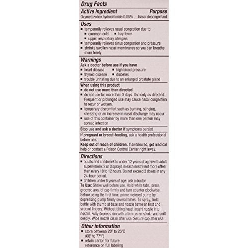 Afrin No Drip Original 12 Hour Nasal Decongestant Pump Mist,15 ml EXP 2026
