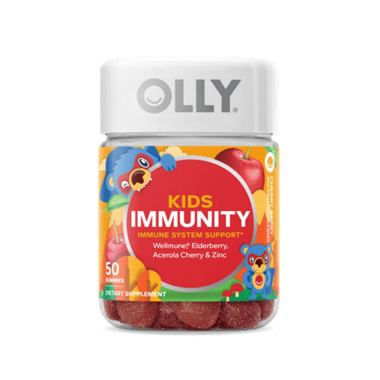 OLLY Kids Immunity Gummy Supplement with Wellmune and Elderberry, Cherry Berry, 50 Ct
