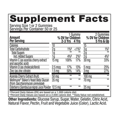 OLLY Kids Immunity Gummy Supplement with Wellmune and Elderberry, Cherry Berry, 50 Ct