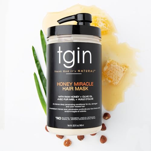 tgin Honey Miracle Hair Mask for Natural, Dry, Curly Type 3c and 4c Hair - 12 oz - Deep Conditioner