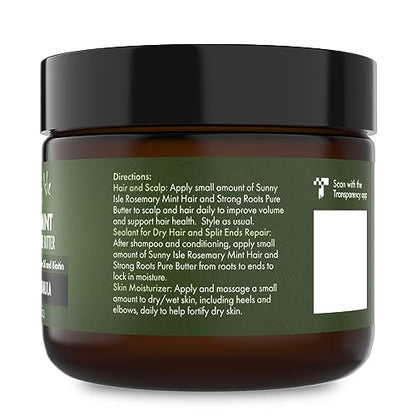 Sunny Isle Rosemary Mint Hair and Strong Roots Butter 2oz | Infused with Biotin & Jamaican Black Castor Oil | Strengthen and Nourish Hair | Dry Scalp, Split Ends