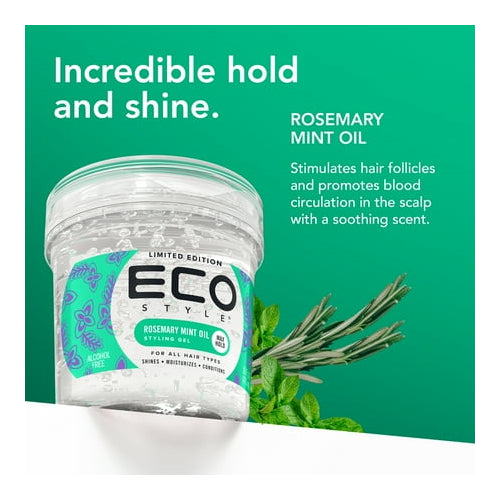 Eco Style Rosemary Mint Oil Gel16oz, Softens, Shine Enhancing, Unisex