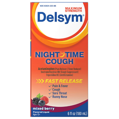 Delsym Maximum Strength Night Time Cough Mixed Berry Flavor 6 FL OZ EXSEP26