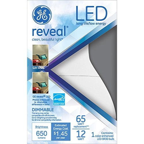GE Lighting 83574 Reveal LED 12-Watt (65-watt Replacement), 650-Lumen BR30 Spotlight Bulb with Medium Base, Reveal, 1-Pack