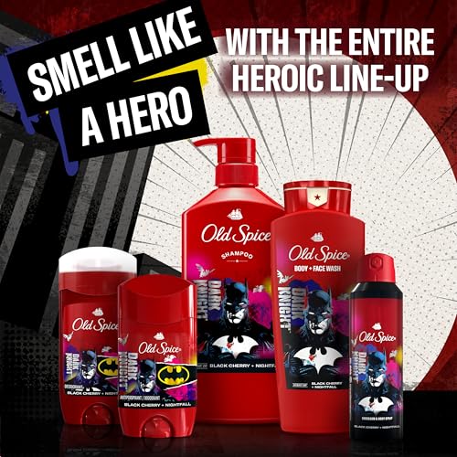 Old Spice Aluminum Free Body Deodorant Dry Body Spray for Men, 24/7 Freshness & Lasting Scent, 24/7 Sweat & Odor Protection, Smell Like a Hero, Batman, Black Cherry & Nightfall Scent, 5.1 oz 2 Pack