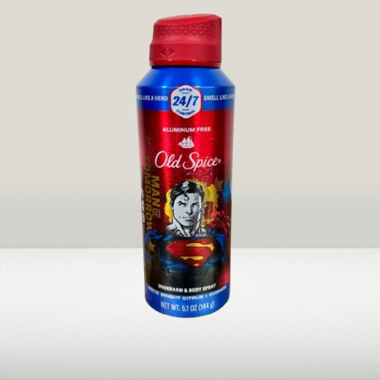 Old Spice Aluminum Free Body Deodorant Dry Body Spray for Men, 24/7 Freshness & Lasting Scent, 24/7 Sweat & Odor Protection, Smell Like a Hero, Superman, Bright Citrus & Cosmos Scent, 5.1 oz