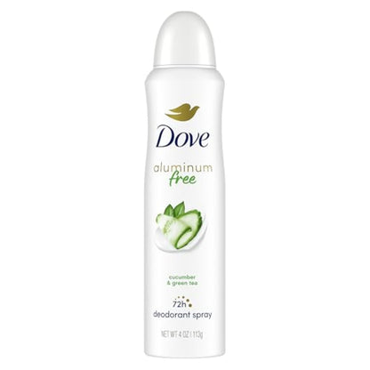 Dove Aluminum Free Deodorant Spray for Women Cucumber & Green Tea 72 hour odor protection 4 oz