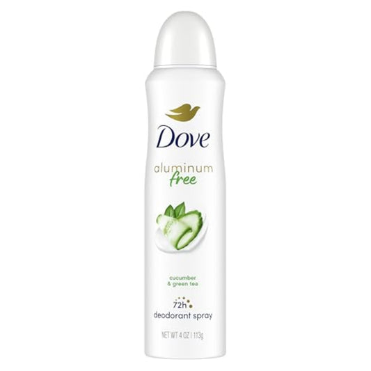 Dove Aluminum Free Deodorant Spray for Women Cucumber & Green Tea 72 hour odor protection 4 oz