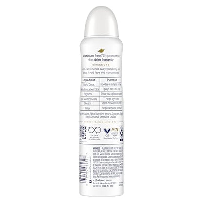 Dove Aluminum Free Deodorant Spray for Women Coconut & Pink Jasmine 72 hour odor protection 4 oz