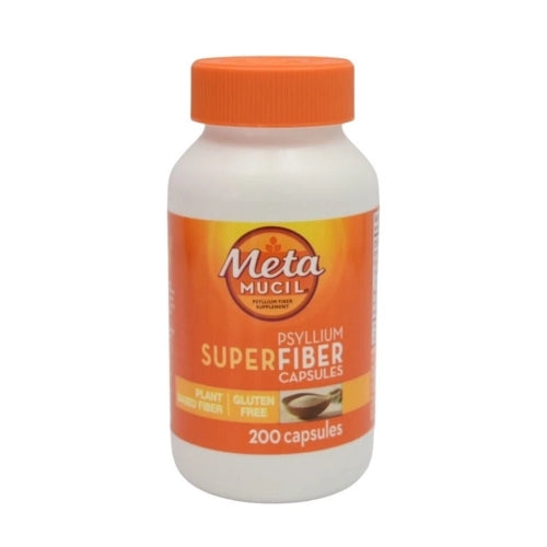 Metamucil Fiber Supplement, Psyllium Husk Fiber Powder Capsules for Daily Digestive Health, 200 Count