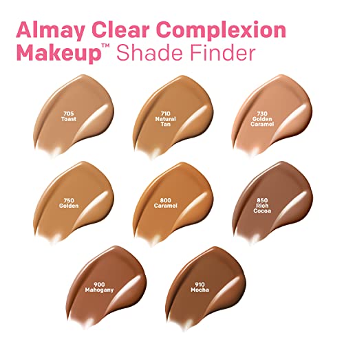 Almay Clear Complexion Acne Foundation Makeup with Salicylic Acid, Medium Coverage, Soft Matte Finish, Hypoallergenic, Cruelty- & Fragrance-Free, Dermatologist Tested, 700 True Beige, 1 fl oz