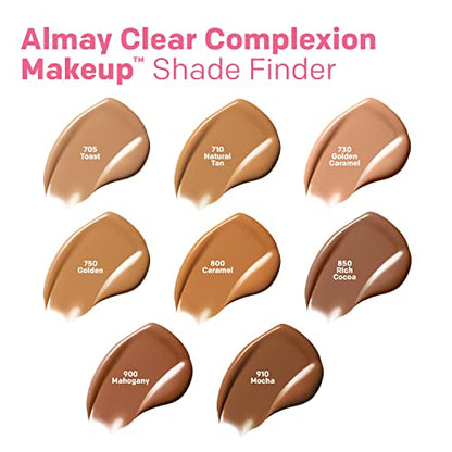 Almay Clear Complexion Acne Foundation Makeup with Salicylic Acid, Medium Coverage, Soft Matte Finish, Hypoallergenic, Cruelty- & Fragrance-Free, Dermatologist Tested, 700 True Beige, 1 fl oz