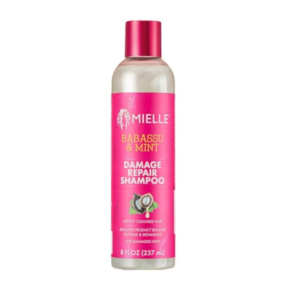Mielle Organics Babassu & Mint Damage Repair Hair Shampoo - Hydrating Shampoo & Scalp Build-Up Remover - Gently Cleanses & Preps for Repair (8 fl oz)
