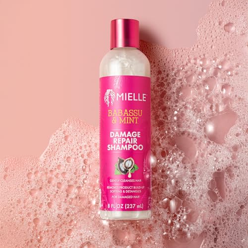 Mielle Organics Babassu & Mint Damage Repair Hair Shampoo - Hydrating Shampoo & Scalp Build-Up Remover - Gently Cleanses & Preps for Repair (8 fl oz)