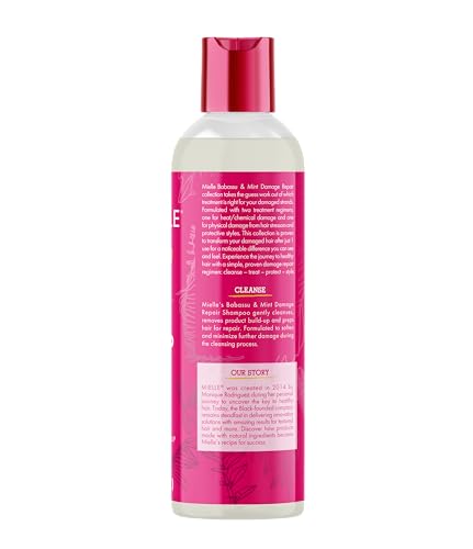 Mielle Organics Babassu & Mint Damage Repair Hair Shampoo - Hydrating Shampoo & Scalp Build-Up Remover - Gently Cleanses & Preps for Repair (8 fl oz)