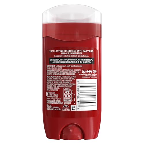 Old Spice Aluminum Free Deodorant for Men, 24/7 Freshness & Lasting Scent, Long Lasting Odor Protection, Smell Like a Hero, Batman, Black Cherry and Nightfall Scent, 3.0 oz