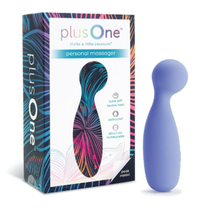 plusOne Personal Massager, 10 Vibration Settings, Waterproof, Body-Safe Silicone, Ultra Hygienic, USB Rechargeable, for Women and Men