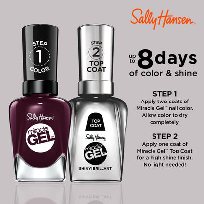 Sally Hansen Miracle Gel, Cabernet With Bae, Long Lasting, Gel-Like Formula, No UV Lamp Needed, Opaque, Shiny Red Nail Polish