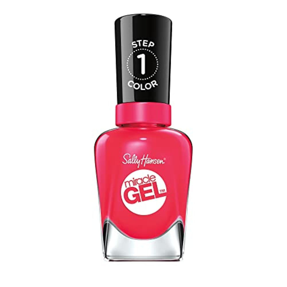 Sally Hansen Miracle Gel Salon Quality Nail Polish | Gel-Like Formula, Two-Step System, No UV Light Needed, Long Lasting | Opaque, Glossy | 329 Pink Tank | Reddish Pink Nail Color