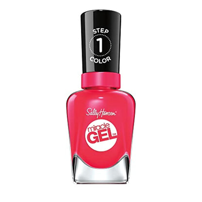 Sally Hansen Miracle Gel Salon Quality Nail Polish | Gel-Like Formula, Two-Step System, No UV Light Needed, Long Lasting | Opaque, Glossy | 329 Pink Tank | Reddish Pink Nail Color
