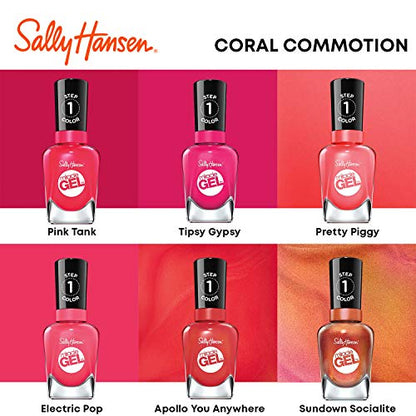 Sally Hansen Miracle Gel Salon Quality Nail Polish | Gel-Like Formula, Two-Step System, No UV Light Needed, Long Lasting | Opaque, Glossy | 329 Pink Tank | Reddish Pink Nail Color