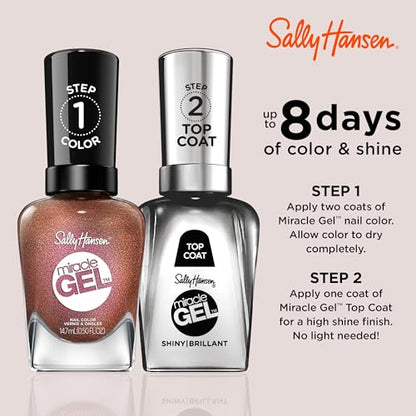 Sally Hansen Miracle Gel Salon Quality Nail Polish | Gel-Like Formula, Two-Step System, No UV Light Needed, Long Lasting | Sheer, Shimmery | 211 One Shell of a Party | Nude Pink Nail Polish