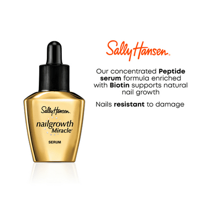 Sally Hansen Nailgrowth Miracle® Serum, Nail Treatment, Clear, 0.37 Fl Oz, 1 Pack, Nail Growth Serum, Nail Treatment, Brittle Nail Treatment, Advanced Peptide Technology, Enriched with Biotin