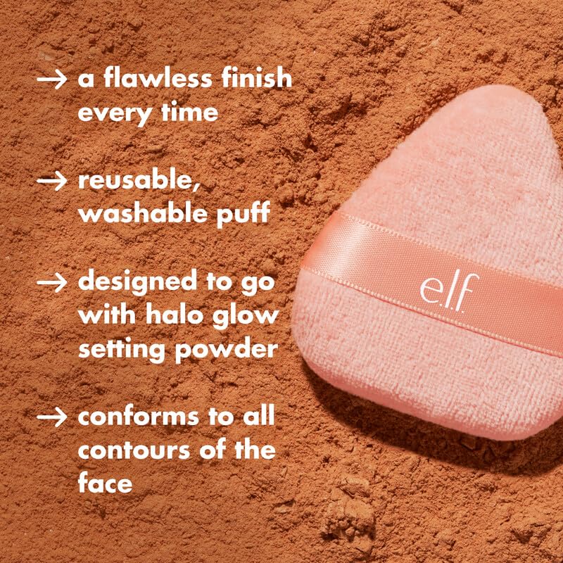 e.l.f. Halo Glow Powder Puff, Soft, Reusable Powder Puff For Applying Loose Or Pressed Powders, Easily Conforms To The Face, Vegan & Cruelty-free  (Pack of 2)