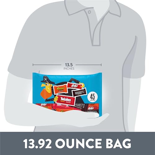 HERSHEY'S Miniatures Assorted Flavored, Halloween Candy Bag, 13.92 oz (45 Pieces)