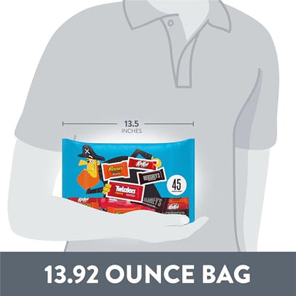 HERSHEY'S Miniatures Assorted Flavored, Halloween Candy Bag, 13.92 oz (45 Pieces)