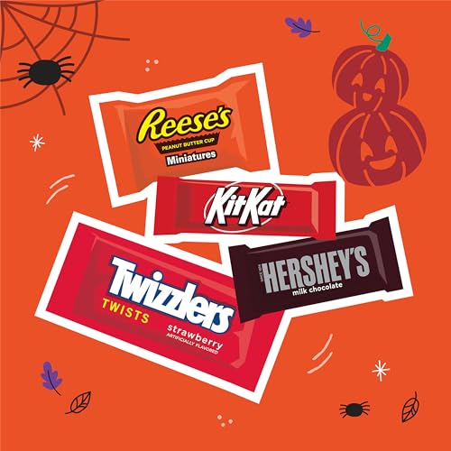 HERSHEY'S Miniatures Assorted Flavored, Halloween Candy Bag, 13.92 oz (45 Pieces)