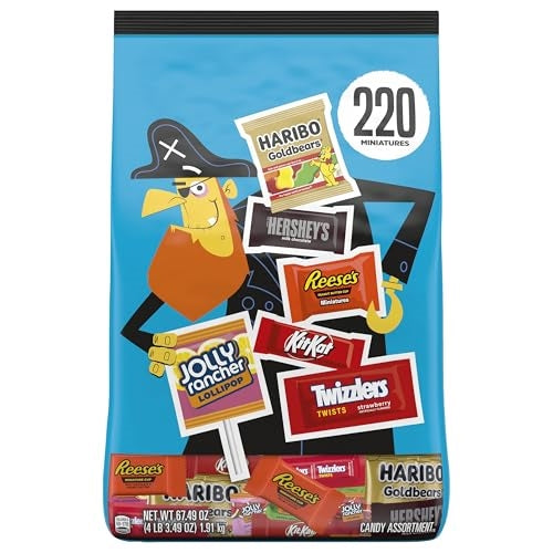 Hershey Miniatures Assorted Flavored, Halloween Candy Bulk Bag, 67.49 oz (220 Pieces)