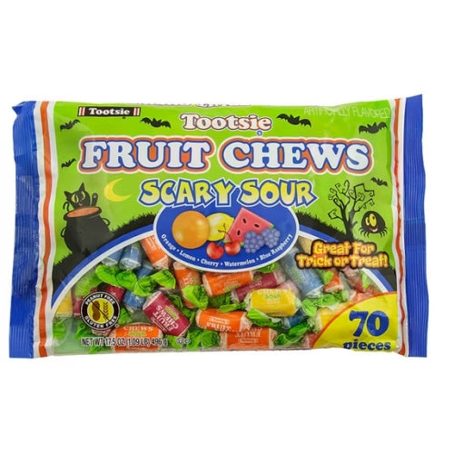 Tootsie Sour Fruit Chews Assorted Candy Mix, 5 Tangy Flavors, Sour Tootsie 70 Ct