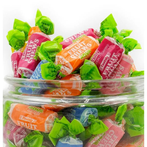 Tootsie Sour Fruit Chews Assorted Candy Mix, 5 Tangy Flavors, Sour Tootsie 70 Ct