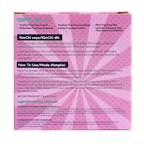 KimChi Chic Kimbrowly Eyebrow Powder Duo with Brow Wax - Natural Looking Brows, 3D Effect, Cruelty Free, Light Medium O 0.27oz
