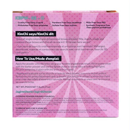 KimChi Chic Kimbrowly Eyebrow Powder Duo with Brow Wax - Natural Looking Brows, 3D Effect, Cruelty Free, Light Medium O 0.27oz