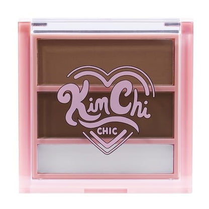 KimChi Chic Kimbrowly Eyebrow Powder Duo with Brow Wax - Natural Looking Brows, 3D Effect, Cruelty Free, Medium Deep P 0.27oz