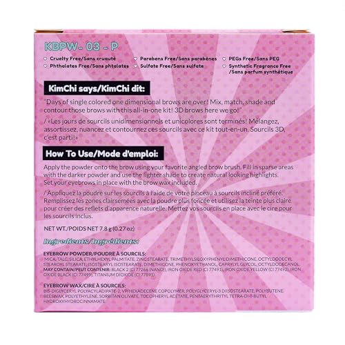 KimChi Chic Kimbrowly Eyebrow Powder Duo with Brow Wax - Natural Looking Brows, 3D Effect, Cruelty Free, Medium Deep P 0.27oz