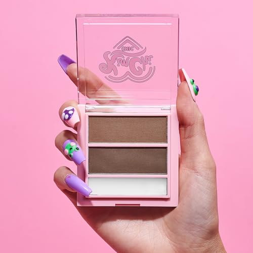 KimChi Chic Kimbrowly Eyebrow Powder Duo with Brow Wax - Natural Looking Brows, 3D Effect, Cruelty Free, Medium Deep P 0.27oz