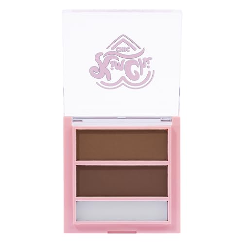 KimChi Chic Kimbrowly Eyebrow Powder Duo with Brow Wax - Natural Looking Brows, 3D Effect, Cruelty Free, Medium Deep P 0.27oz