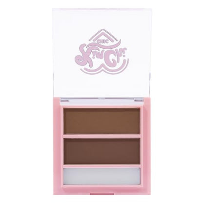 KimChi Chic Kimbrowly Eyebrow Powder Duo with Brow Wax - Natural Looking Brows, 3D Effect, Cruelty Free, Medium Deep P 0.27oz