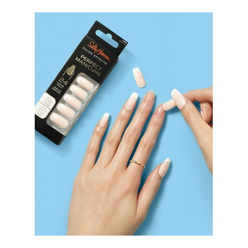 Sally Hansen Perfect Manicure Press On Nails, Coffin Shape, On Pointe French Manicure, 24 False Nails