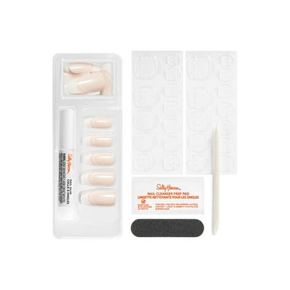 Sally Hansen Perfect Manicure Press On Nails, Coffin Shape, On Pointe French Manicure, 24 False Nails