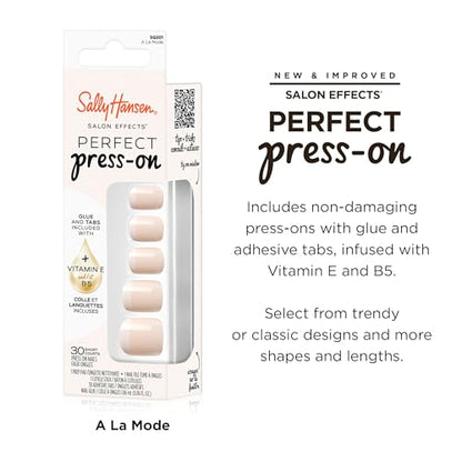 Sally Hansen Salon Effects® Perfect Manicure, À La Mode, Press On Nails, Square Shaped, Non-Damaging Adhesive Tabs, File, and Alcohol Pad Included