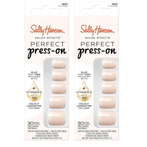 Sally Hansen Salon Effects® Perfect Manicure, À La Mode, Press On Nails, Square Shaped, Non-Damaging Adhesive Tabs, File, and Alcohol Pad Included