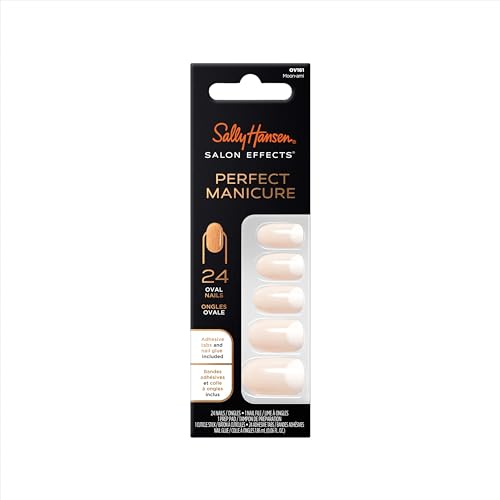 Sally Hansen Salon Effects® Perfect Manicure, Moon-Ami, Press On Nails, Oval Shaped, Non-Damaging Adhesive Tabs, File, and Alcohol Pad Included