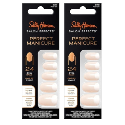 Sally Hansen Salon Effects® Perfect Manicure, Moon-Ami, Press On Nails, Oval Shaped, Non-Damaging Adhesive Tabs, File, and Alcohol Pad Included