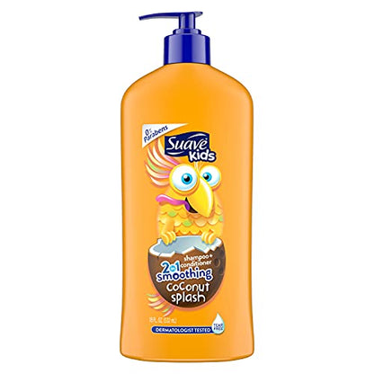 Suave Kids 2 in 1 Shampoo Conditioner Coconut Smoothers 18 oz, 2 Pack