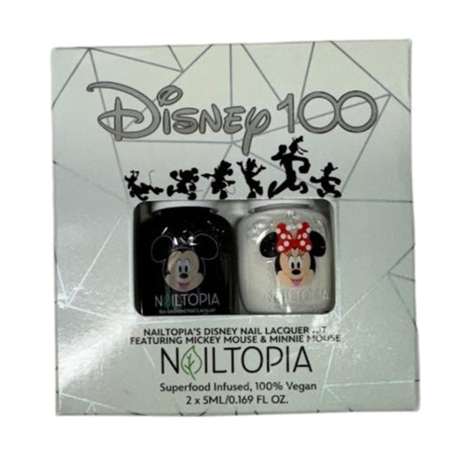 Nailtopia Mickey & Minnie Mouse Nail Polish Disney 100 Set New Black & White NIB